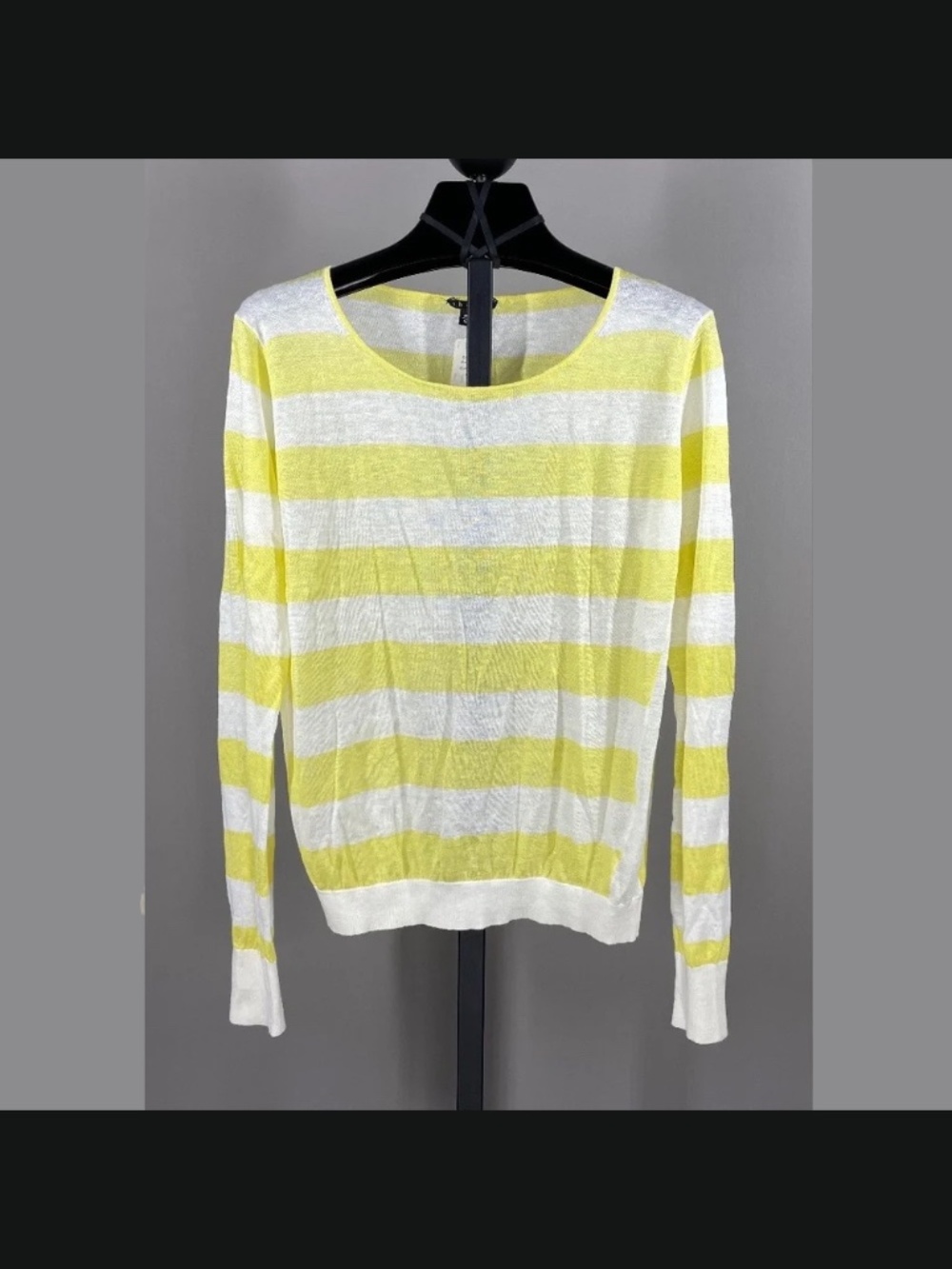 NEW Theory Sweater Womens Medium yellow white stripe linen Belinda casual